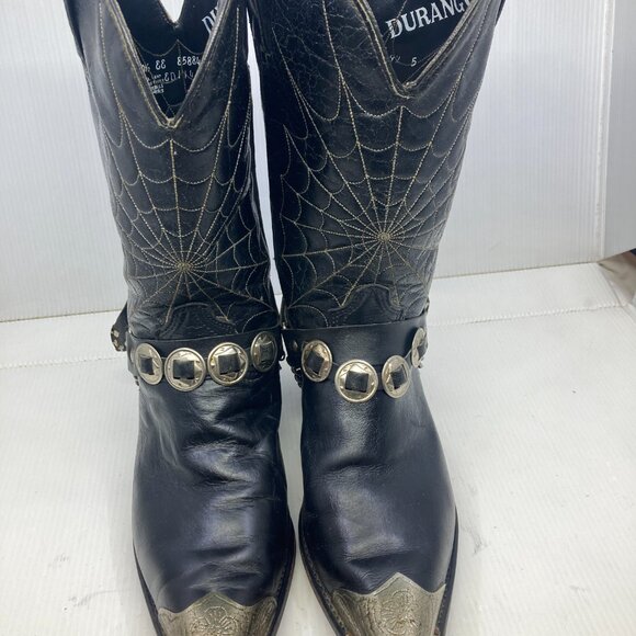 Vtg DURANGO western cowboy rockabilly harness metal tips cobweb mens sz 10 1/2EE - Picture 3 of 13